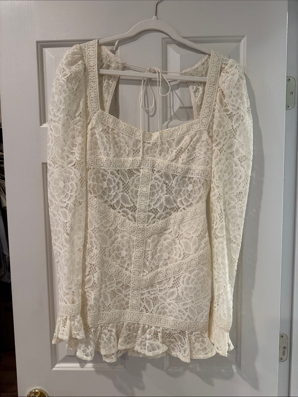 For Love & Lemons White Lace Floral Dress